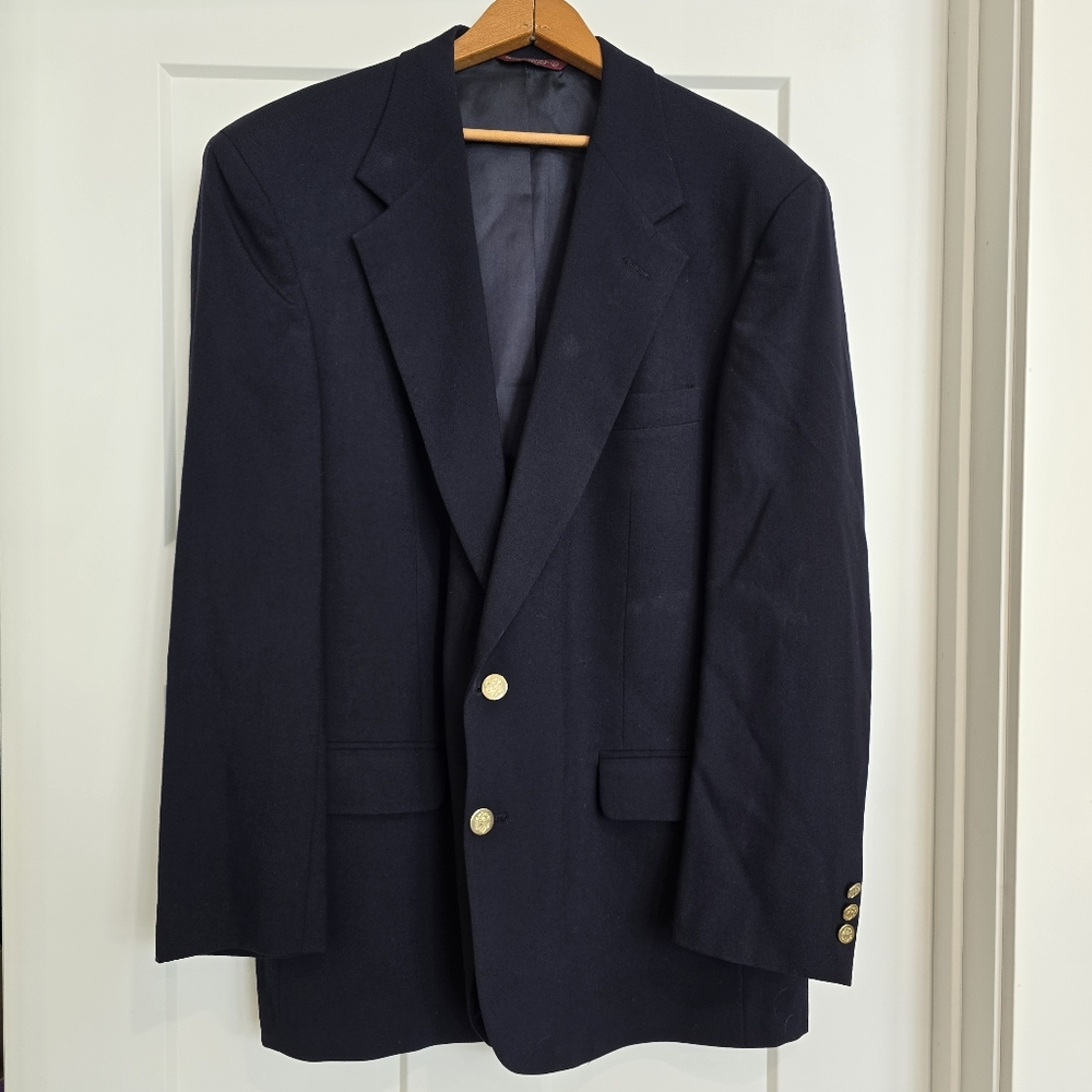 Botany 500 USA Mens L Blazer Suit Coat Jacket Length 32 Chest 40 Dark Navy Blue